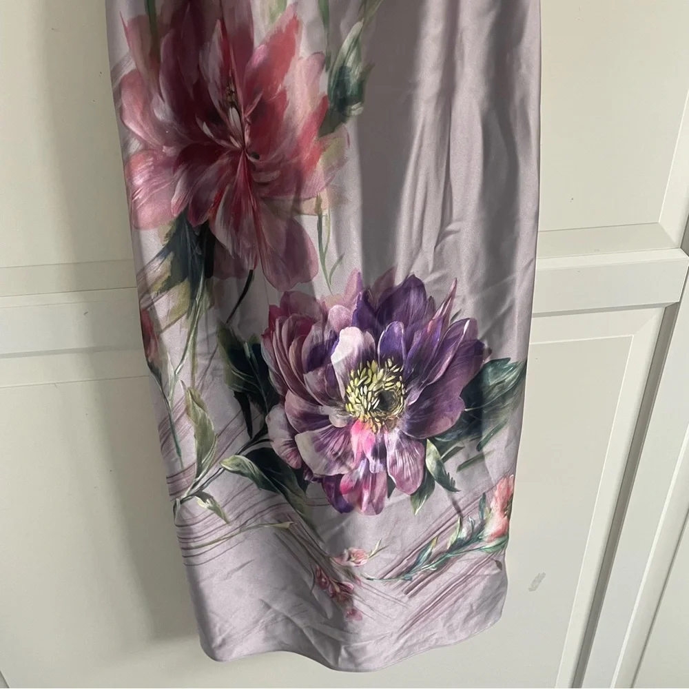 New! Express Floral Satin Gray Lace Midi Dress nwt 30948_5